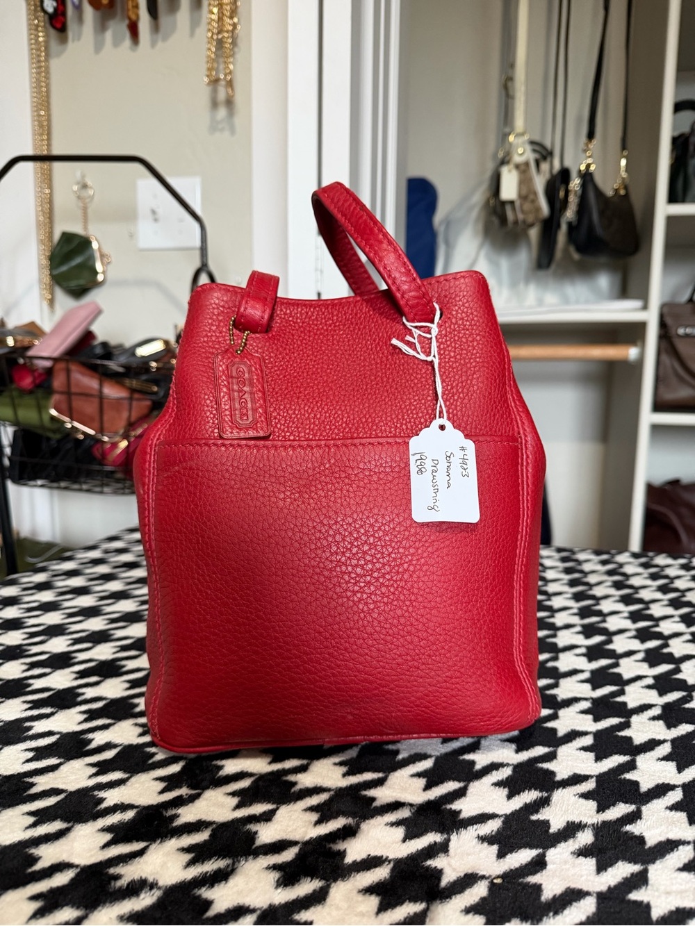 Coach Sonoma Drawstring Bag #4923 in TOMATO 🍅